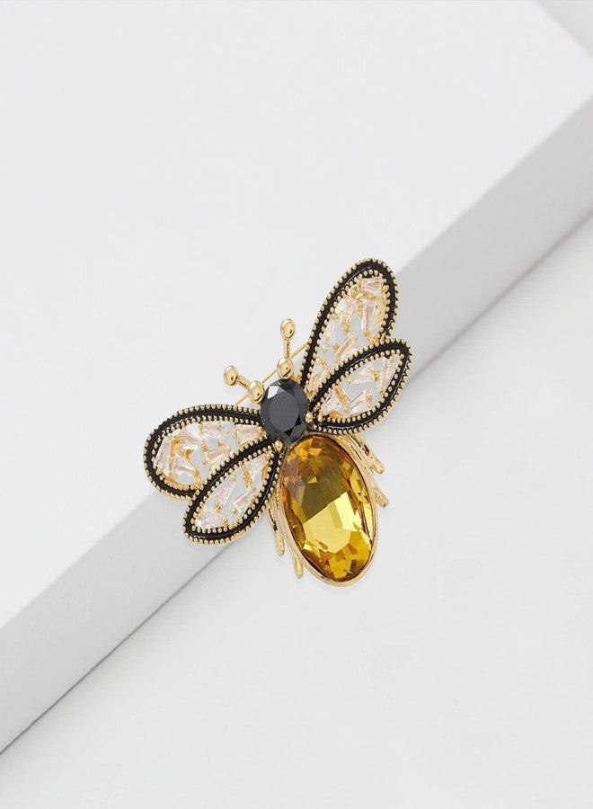 Anmpab Colorful Rhinestone Bee Brooch Honey Bee Lapel Pin Vintage Crystal Insect Pin for Women Men (Yellow) - Image 5